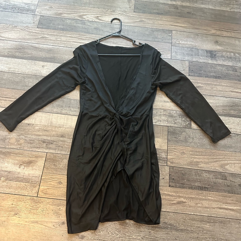 New - long sleeve black slip dress